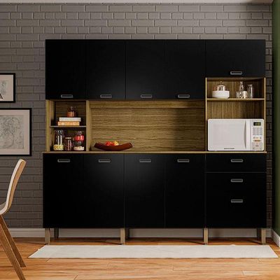 Cozinha Intense 10 Portas E 2 Gavetas Freijó Nero - Kits Paraná
