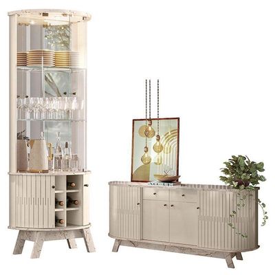 Aparador Para Sala Buffet Mônaco E Cristaleira Marina Calacata Off White – Madetec