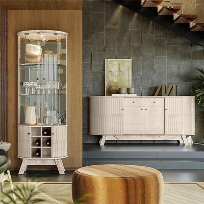 Aparador Para Sala Buffet Mônaco E Cristaleira Marina Calacata Off White – Madetec