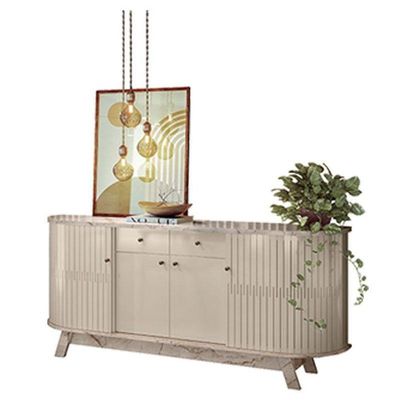 Aparador Para Sala Buffet Mônaco E Cristaleira Marina Calacata Off White – Madetec