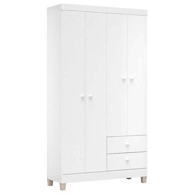 Quarto De Bebê 4 Portas Ternura Baby Com Berço Mirelle Branco Brilho Com Colchão Para Berço Americano - Incorplac