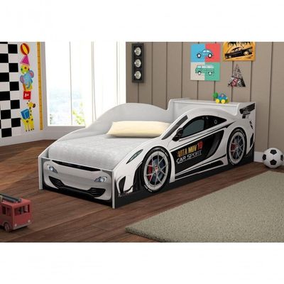 Cama Carro Com Baú Infantil Sport Branco