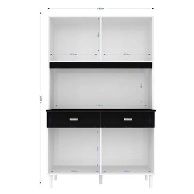 Cozinha Kit Manu 8 Portas Branco Preto - Poquema