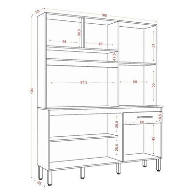 Kit Cozinha Compacta Siena 2000446 Avena Grafite - Aramóveis