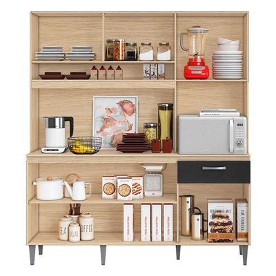 Kit Cozinha Compacta Siena 2000446 Avena Grafite - Aramóveis