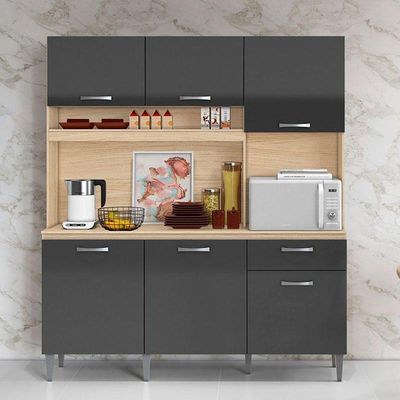 Kit Cozinha Compacta Siena 2000446 Avena Grafite - Aramóveis