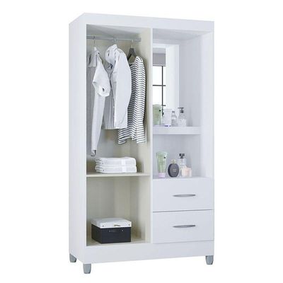 Guarda Roupa Solteiro Cordoba 2 Portas Branco Brilho - Poquema
