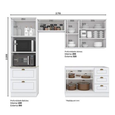 Cozinha Modulada Americana 4 Peças Branco Hp – Henn