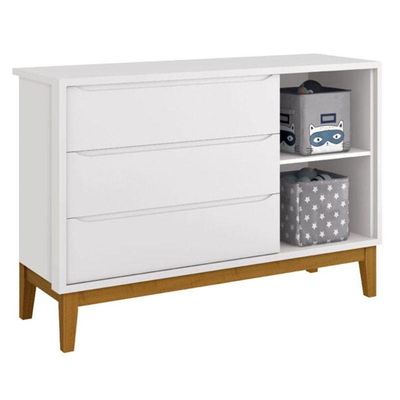 Berço Americano E Cômoda New Classic Branco Com Pés Madeira E Colchão Gazin ? Reller