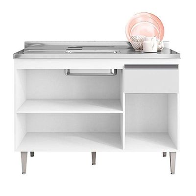 Balcão De Pia Ambiente Tatiane 120 Cm Branco Brilho - Ajl