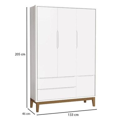Quarto De Bebê 3 Portas New Classic Branco Com Pés Madeira E Colchão Gazin ? Reller