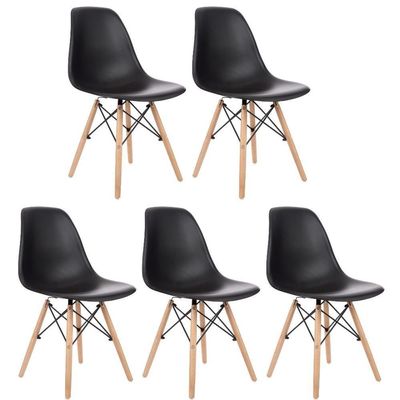 Kit 5 Cadeiras Charles Eames Preta para Sala de Jantar e Decoração