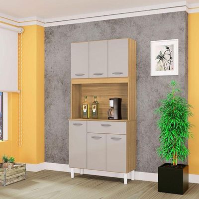 Cozinha Kit Cassia 6 Portas Damasco Off White - Poquema