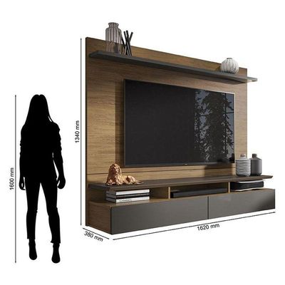 Painel Para Tv Home Suspenso Ambiente Noruega Freijó Grafite Perolizado - Móveis Leão