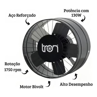 Ventilador/exaustor Bivolt Axial Industrial Grafite 300mm