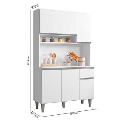 Armário Para Cozinha Kit Márcia Branco Brilho - Ajl