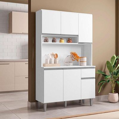 Armário Para Cozinha Kit Márcia Branco Brilho - Ajl