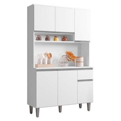 Armário Para Cozinha Kit Márcia Branco Brilho - Ajl