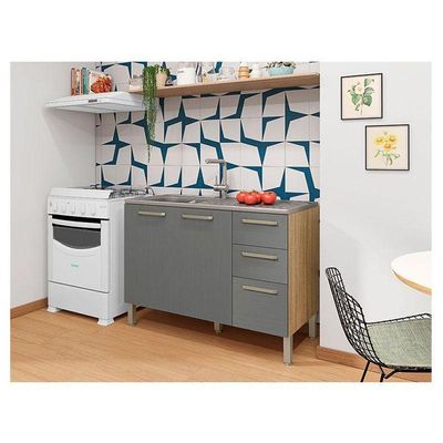 Balcão De Pia Mad Versalhes 120 Cm Freijó Gris - Kits Paraná