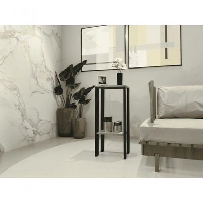Mesa Alta Mesa De Canto Mesa De Apoio Mesa De Bebedouro Mesa Lateral Preto E Cinza