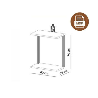 Mesinha Lateral Para Sofá Estilo Industrial 100% MDF Mesa Apoio Mesa Auxiliar Sofá Preto