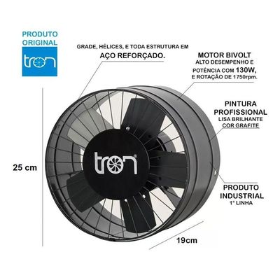 Exaustor E Ventilador Axial Tron Industrial 250mm Bivolt
