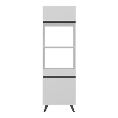 Paneleiro 2 Portas 63cm Para Forno E Microondas Veneza Multimóveis V3679 Branco/preto Branco/preto