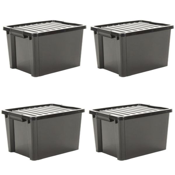 Kit 4 Organizadores Life Box 50 Lt - Preta Preta