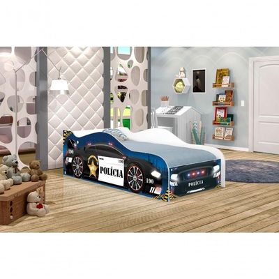 Cama Carro Polícia Kids Infantil Com Colchão
