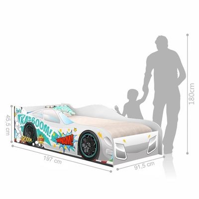 Cama Carro Kaboom Stylo Branco Solteiro