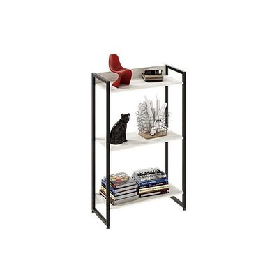 Estante Dynamica 60x30x104cm C/03 Prateleiras Snow / Est.preta Snow / Est.preta