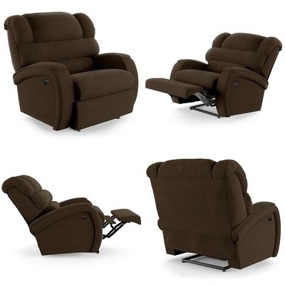 Poltrona Do Papai Reclinável Kalie Power Elétrica Massagem Fh9 Veludo Marrom - Mpozenato