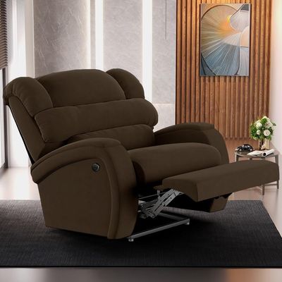 Poltrona Do Papai Reclinável Kalie Power Elétrica Massagem Fh9 Veludo Marrom - Mpozenato
