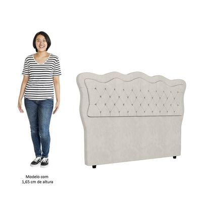 Cabeceira Casal King Cama 195cm Oregon I02 Veludo Bege - Mpozenato