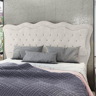 Cabeceira Casal King Cama 195cm Oregon I02 Veludo Bege - Mpozenato