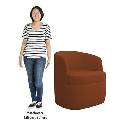 Poltrona Giratória Decorativa Para Sala Dandara K04 Bouclê Terracota - Mpozenato