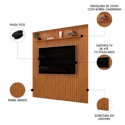 Painel 75 Pol 223cm Suspenso Ripado Noah D04 Freijó - Mpozenato