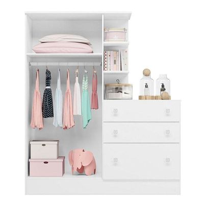 Guarda Roupa Com Cômoda Doce Sonho 4070 Branco Brilho – Qmovi