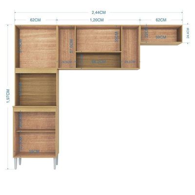 Cozinha Ambiente Lavinia 3 Peças Damasco Off White - Poquema