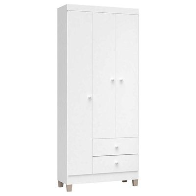 Quarto De Bebê 3 Portas Ternura Baby Com Berço Lara Branco Brilho Com Colchão - Incorplac