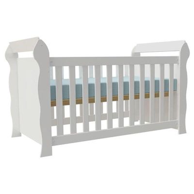 Berço Americano Lara E Guarda Roupa Ternura Baby 3 Portas Branco Brilho - Incorplac