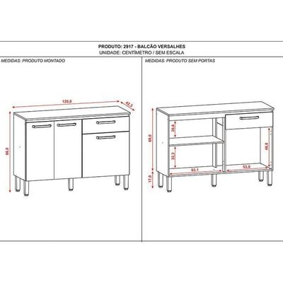 Balcão De Cozinha Ambiente Versalhes Freijó Gris - Kits Paraná