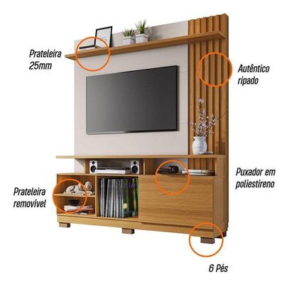 Estante Home Theater Ambiente Artheo Cinamomo Off White - Hb Móveis