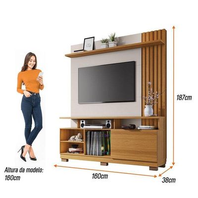 Estante Home Theater Ambiente Artheo Cinamomo Off White - Hb Móveis