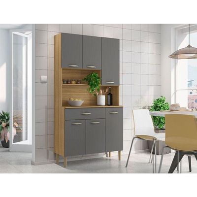Kit Cozinha 6 Portas Apolo Freijó Gris - Kits Paraná