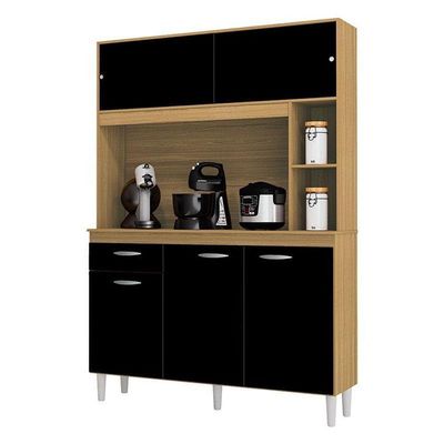 Cozinha Ambiente Kit Duda 120 Cm Damasco Preto – Poquema