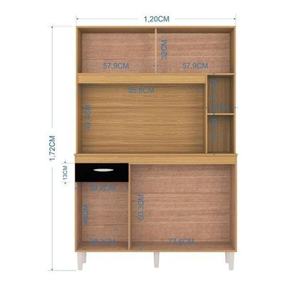 Cozinha Ambiente Kit Duda 120 Cm Damasco Preto – Poquema