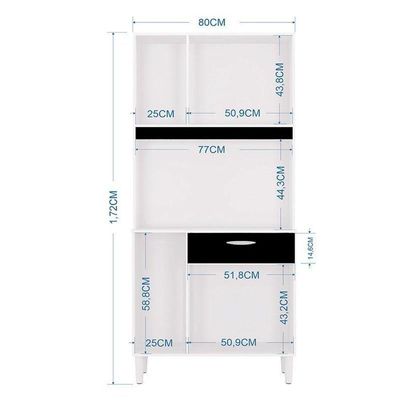Cozinha Ambiente Kit Cassia 6 Portas Branco Preto - Poquema