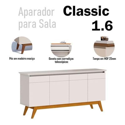 Aparador Para Sala Buffet Classic 1.6 Com Gaveta Off White - Imcal