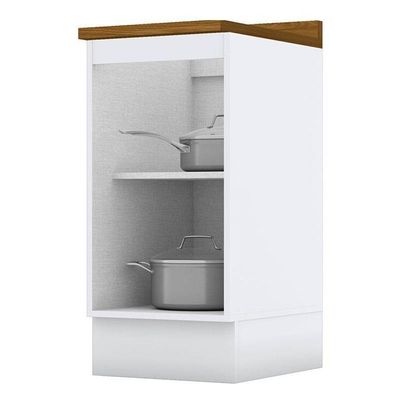 Balcão 1 Porta 40 Cm Americana Branco Com Tampo Nature – Henn
